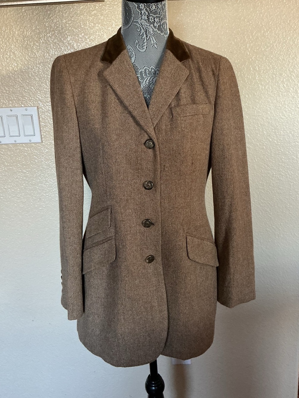 Lauren Ralph Lauren Vintage Wool Tweed Equestrian Hunting Jacket